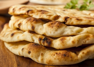 Homemade Indian Naan Flatbread made with Whole Wheat